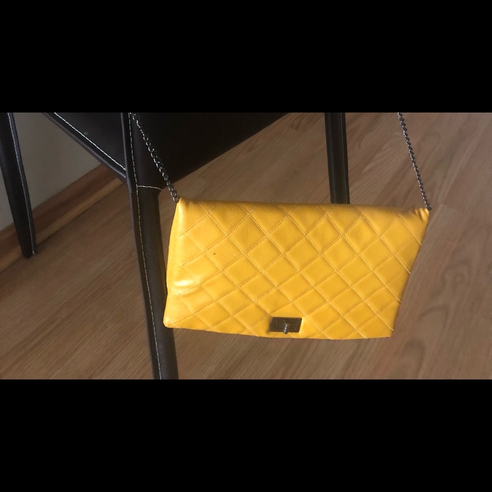 Mustard yellow quilted faux leather bag